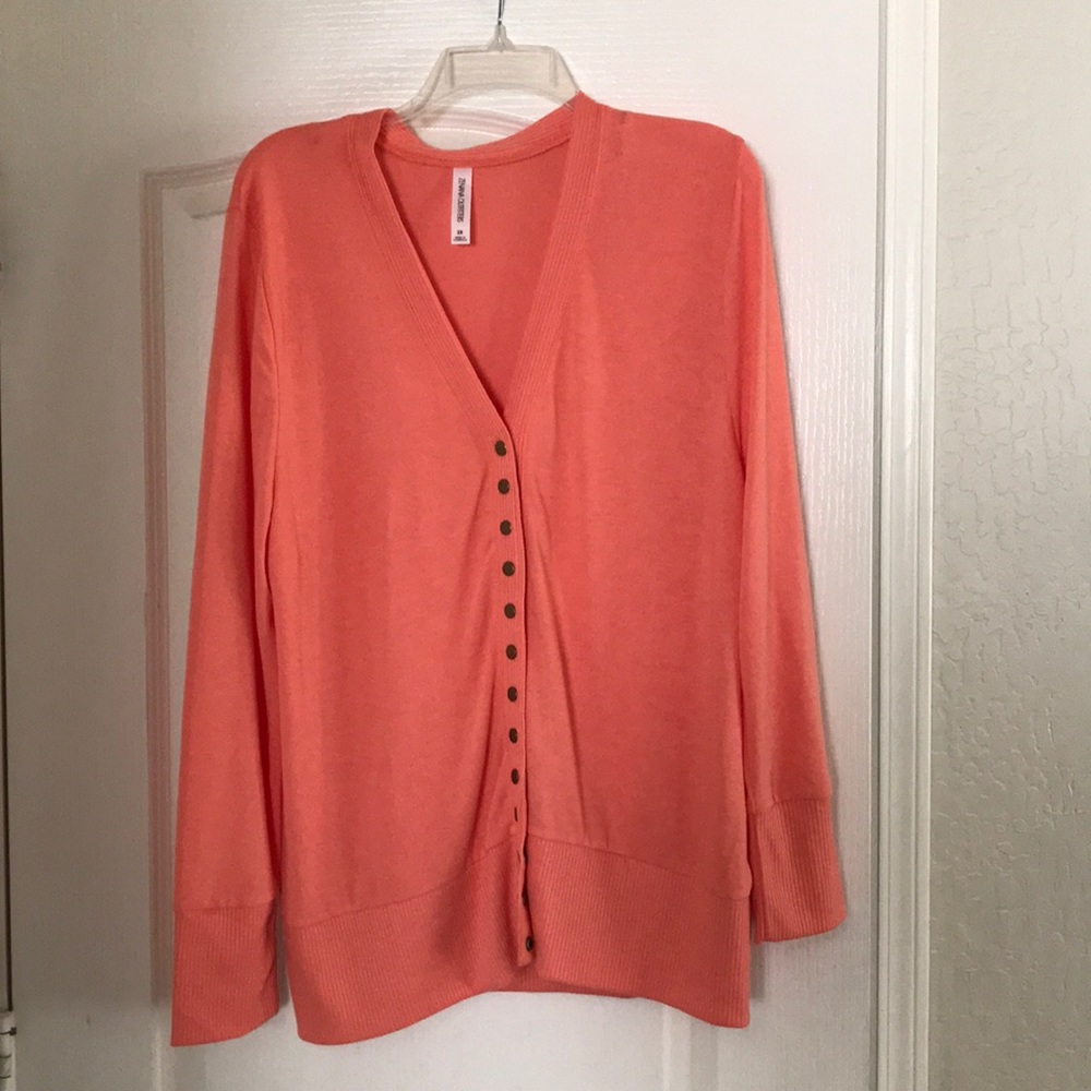 Coral button up cardigan